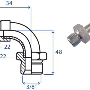 Adattatore M/F curvo 90° 3/8″