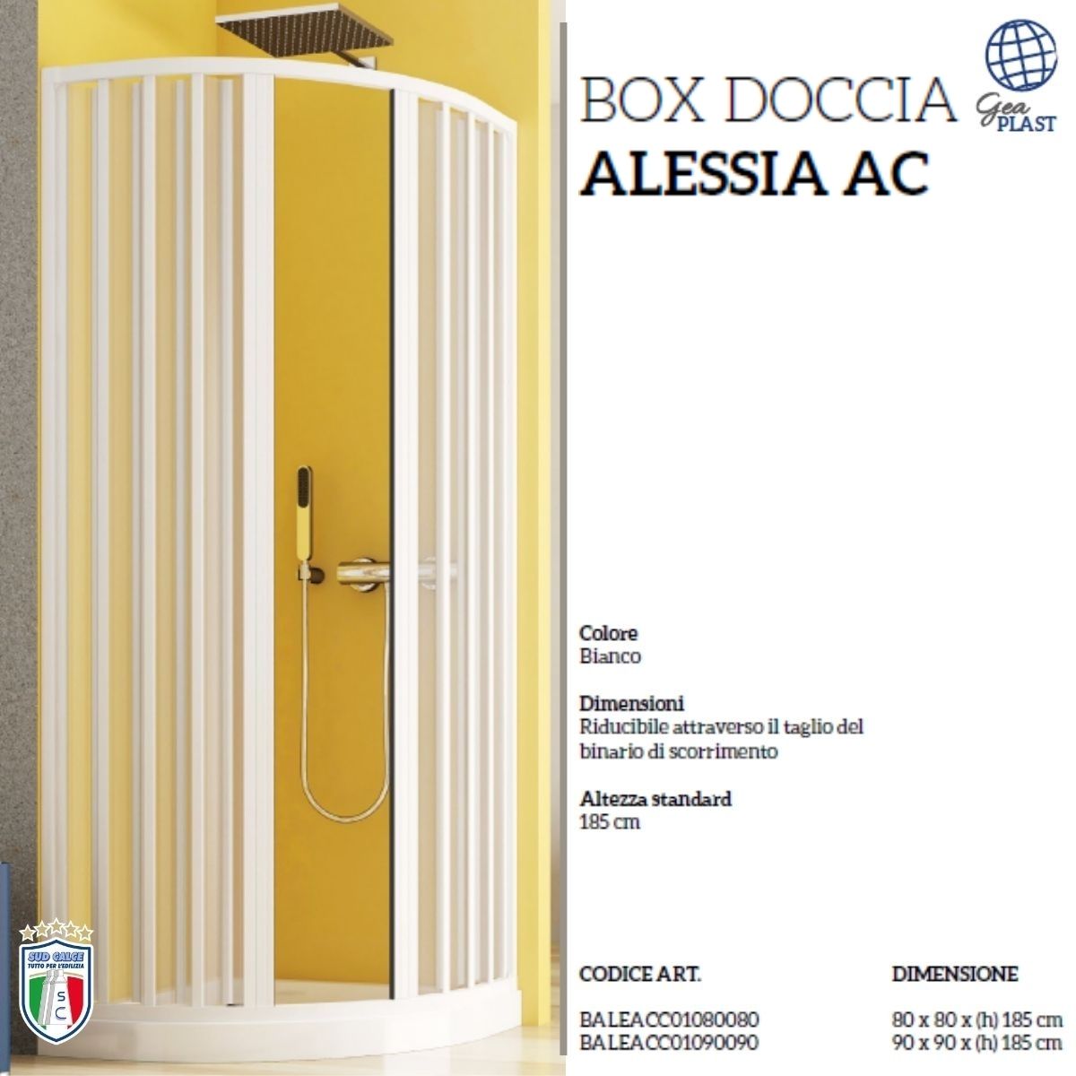 Box Doccia semicircolare a soffietto ALESSIA AC-Gea Plast in PVC 2misure