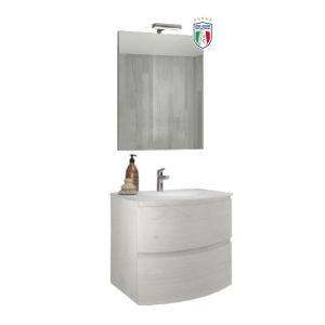 Mobile Arredo bagno ARMONIA70L Bianco legno nordico 70x49xh58 cm+specchiera h87
