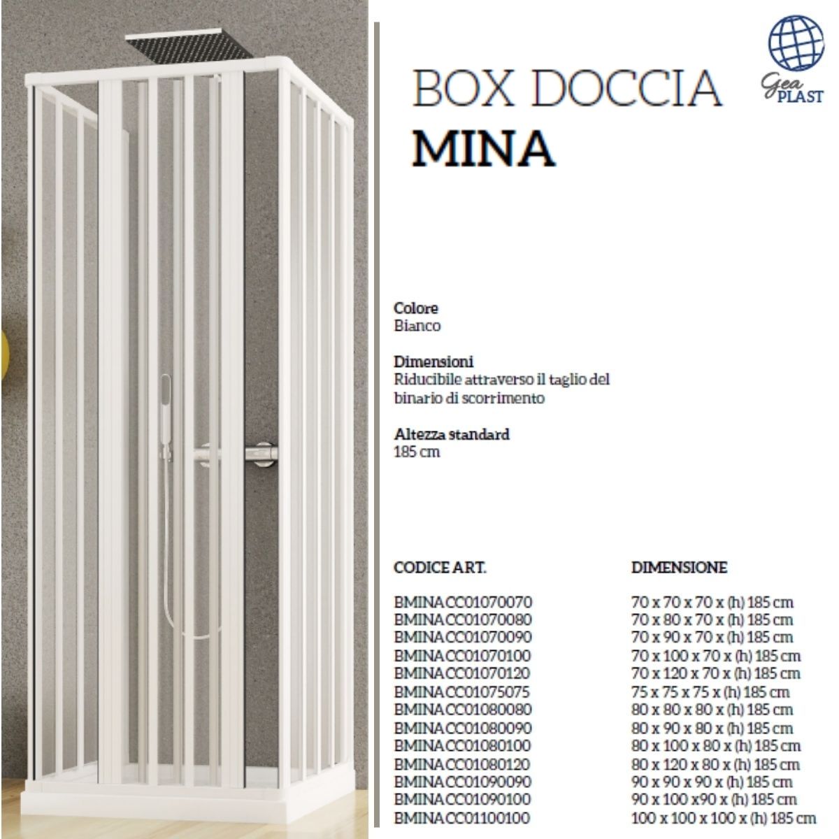 Box Doccia 3LATI -tripla anta a soffietto MINA-Gea Plast in PVC varie misure - immagine 2