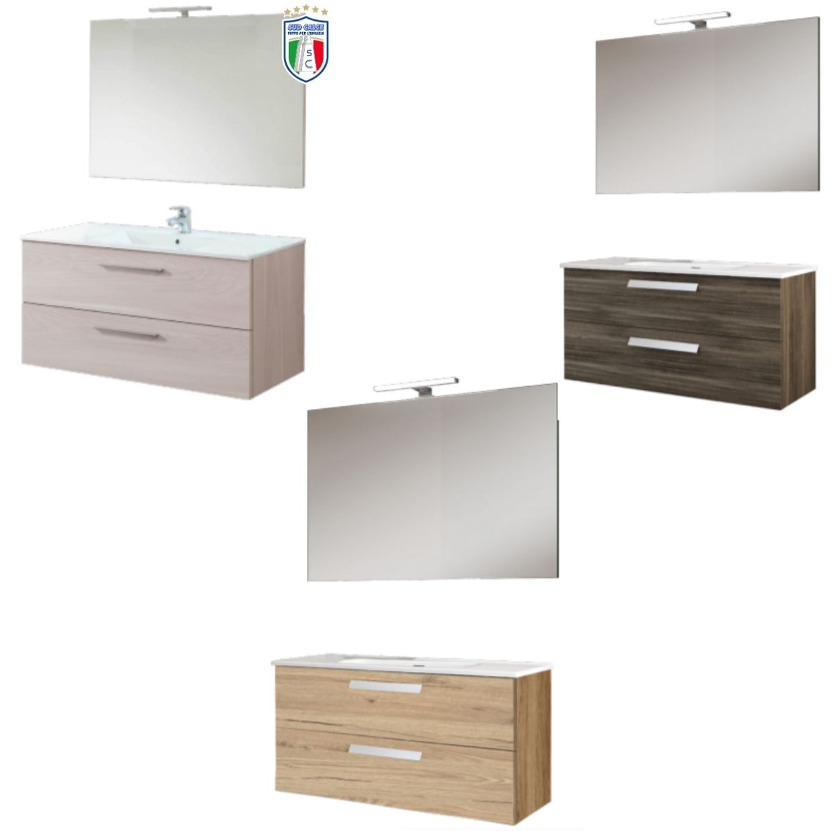 Mobile Arredo bagno sospeso VALERIA105 specchiera+lavabo in ceramica 3 colori
