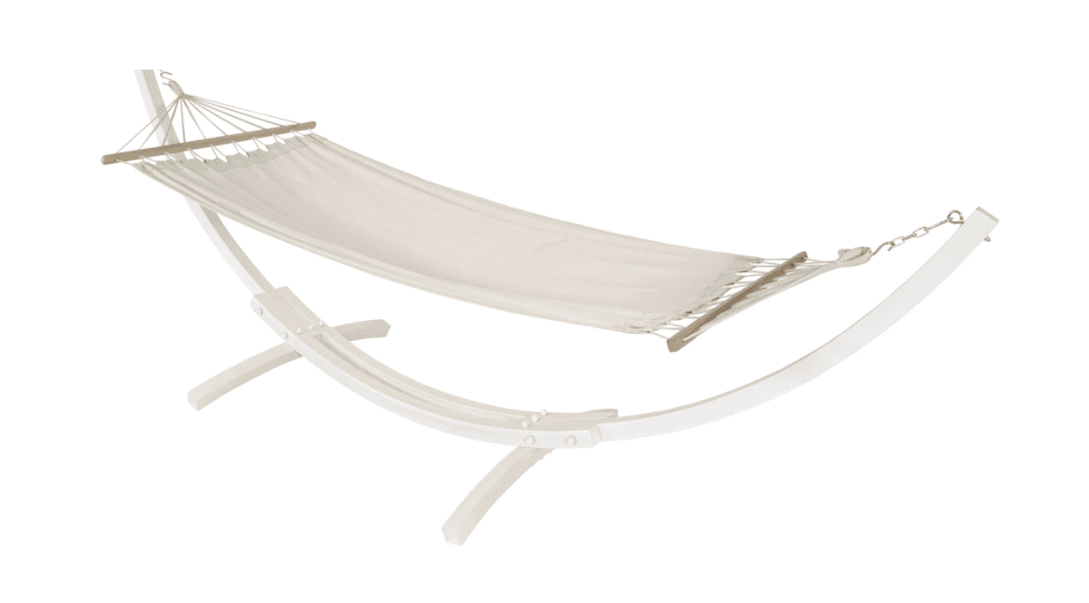 Amaca dondolo poltrona sedia sospesa supporto autoportante legno giardino 320 cm bianco 017ds - immagine 2