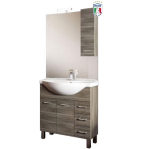 Mobile Arredo bagno GAIA75 con specchiera-pensile-lavabo in ceramica 3 colori