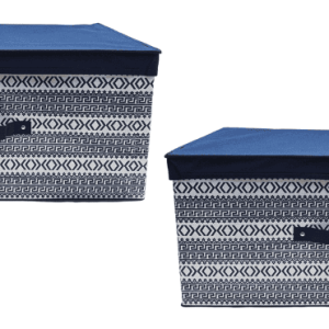 Kit 2 pz contenitore scatola salvaspazio armadio abiti biancheria per cambio stagione cm 40x50x25 blu 666ds