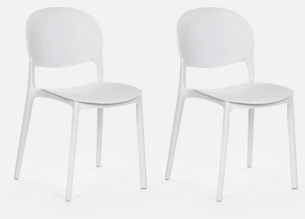 Kit 2 sedie polipropilene cucina bar ristorante sedia interno esterno bianco 150ro - immagine 8