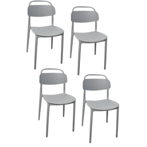 Kit 4 sedie polipropilene cucina bar ristorante sedia interno esterno grigio cue211