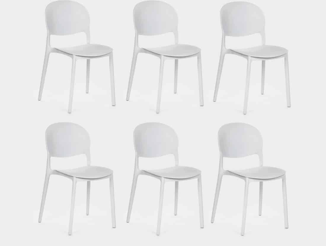 Kit 6 sedie polipropilene cucina bar ristorante sedia interno esterno bianco 150ro - immagine 7