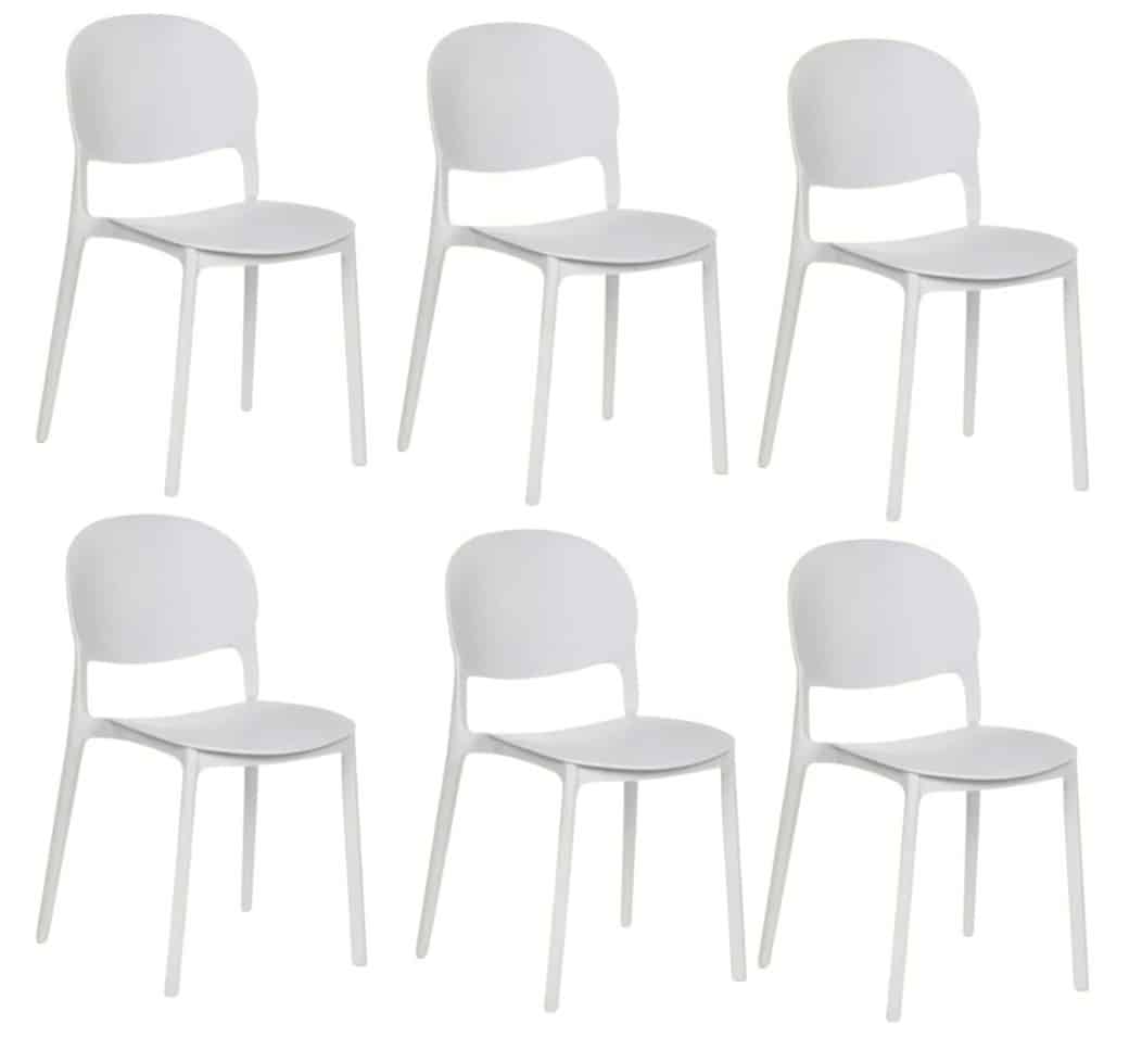 Kit 6 sedie polipropilene cucina bar ristorante sedia interno esterno bianco 150ro