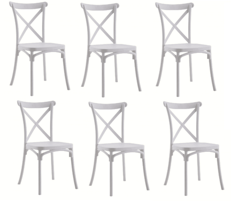 KIT 6 SEDIE POLIPROPILENE CUCINA BAR RISTORANTE SEDIA INTERNO ESTERNO BIANCO 412