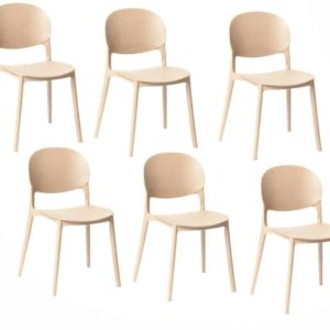 Kit 6 sedie polipropilene cucina bar ristorante sedia interno esterno beige 167ro