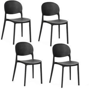 Kit 4 sedie polipropilene cucina cucina bar ristorante sedia interno esterno nero 181ro